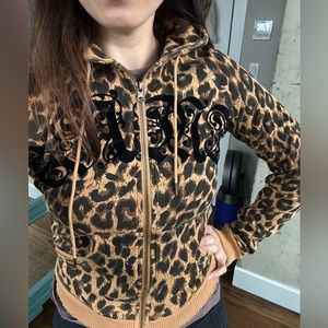 L.A.M.B. Rare authentic Fall 2005 leopard print hoodie Gwen Stefani punk small
